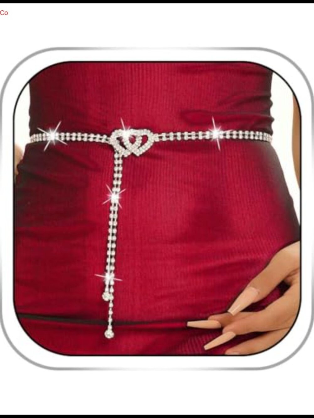 Rhinestone Heart Chain Waist Belt Adjustable Alloy Body Jewelry for Women